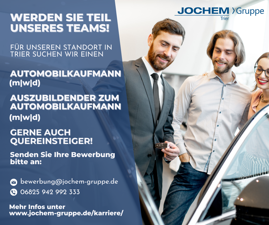 Stellenanzeige Verkauf und Auszubildende | Jochem Gruppe | Trier | Das Bild zeigt zwei junge Männer.