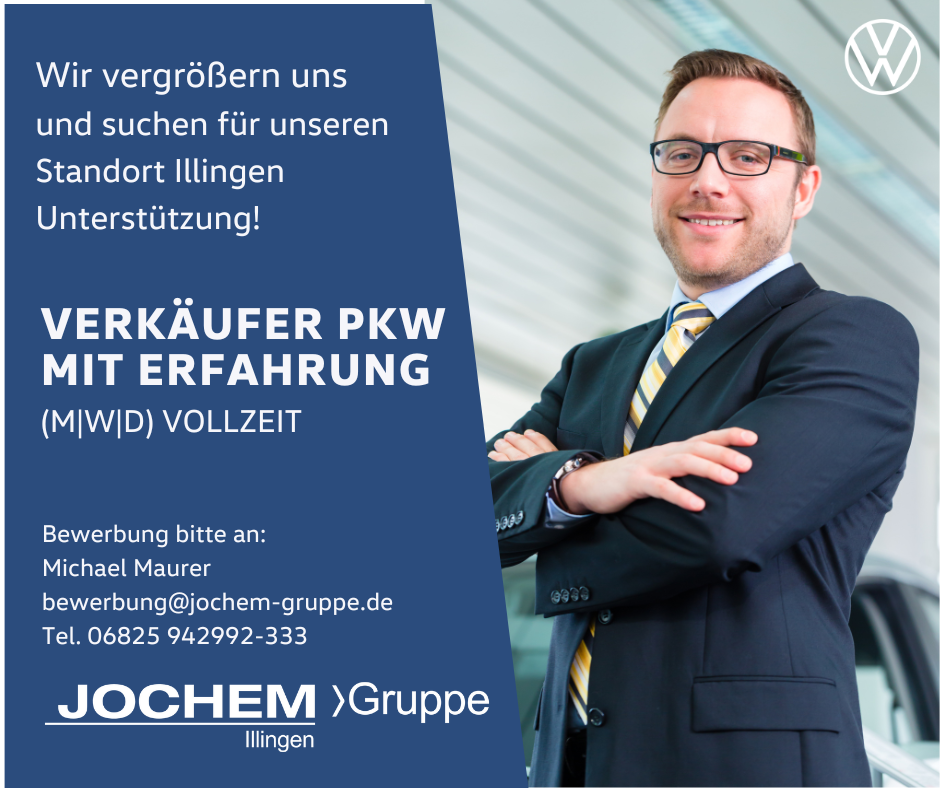 Stellenanzeige Verkauf Illingen | Das Bild zeigt einen jungen Mann mit Anzug und Krawatte.
