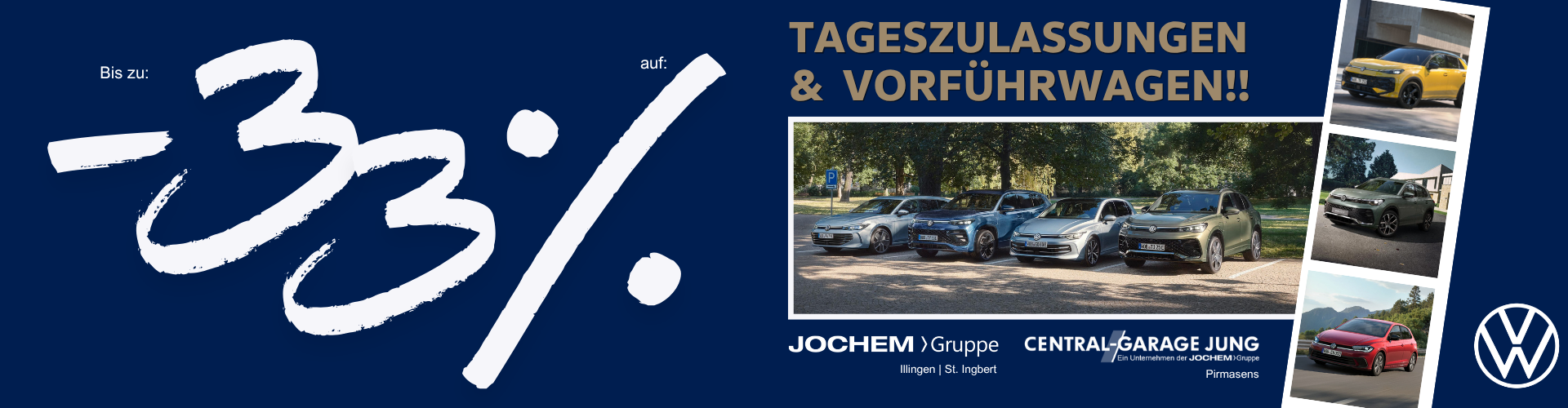 Jochem Gruppe | Volkswagen Tageszulassungen Jochem Gruppe | Volkswagen Tageszulassungen | Das Bild zeigt verschiedene VW-Modelle.