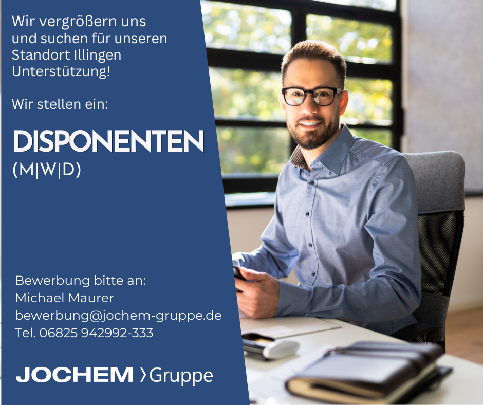 Stellenanzeige Disponent | Jochem Gruppe | Das Bild zeigt einen Mitarbeiter am Schreibtisch.