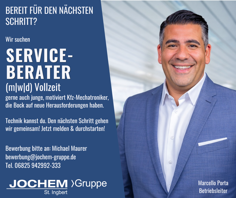 Stellenanzeige Service St. Ingbert | Jochem Gruppe | Das Bild zeigt eine Stellenanzeige