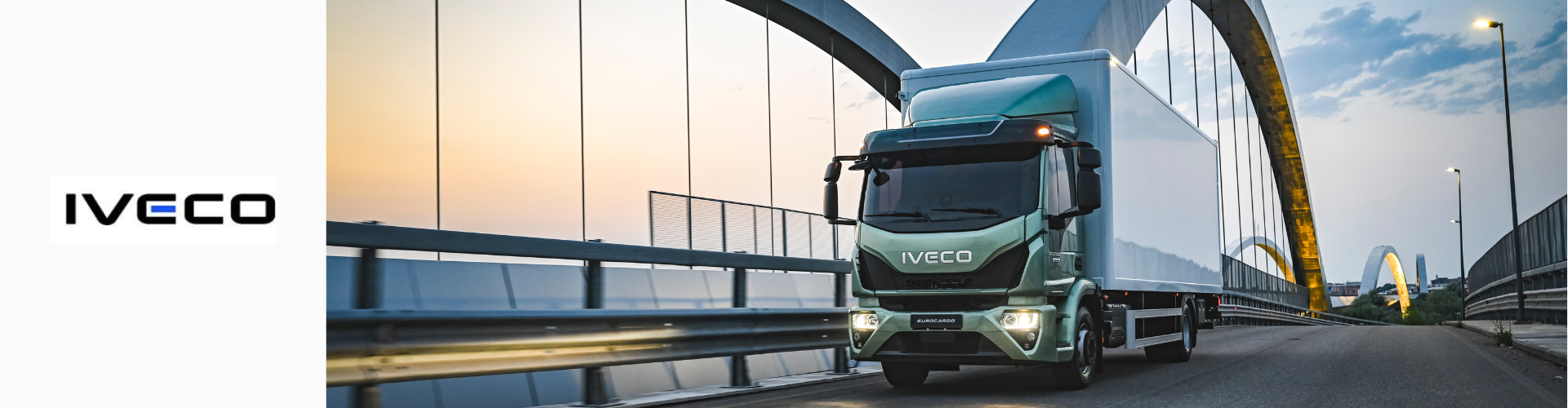 IVECO Nutzfahrzeuge | Jochem Gruppe | Auto Bäcker GmbH | Neunkirchen IVECO | Jochem Gruppe | Das Bild zeigt einen LKW auf einer einer großen Brücke.